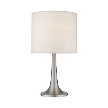 Z-Lite Portable Lamps 1 Light Table Lamp, Brushed Nickel & White Linen TL1002